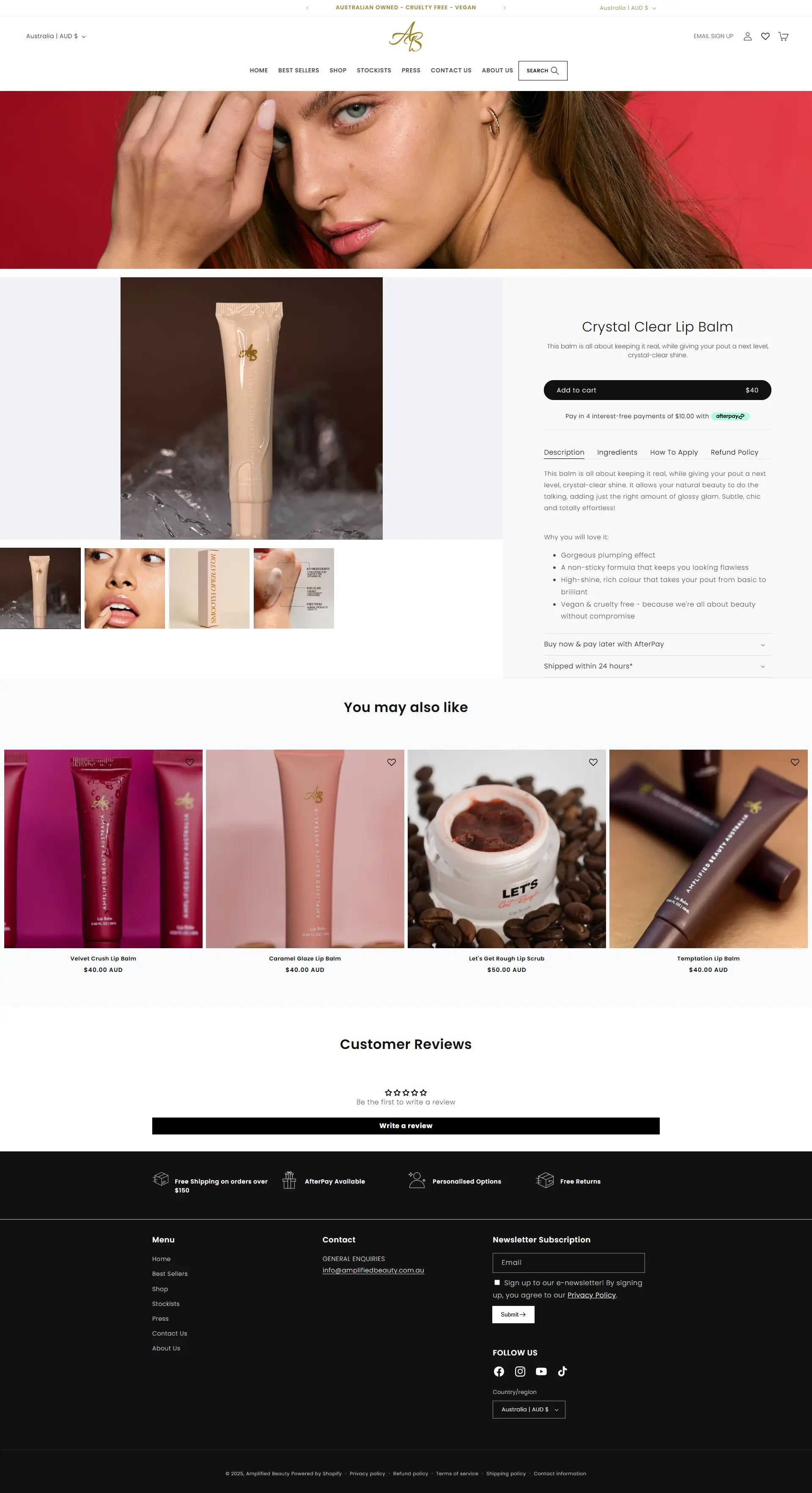 Amplified Beauty Product Page Complete View