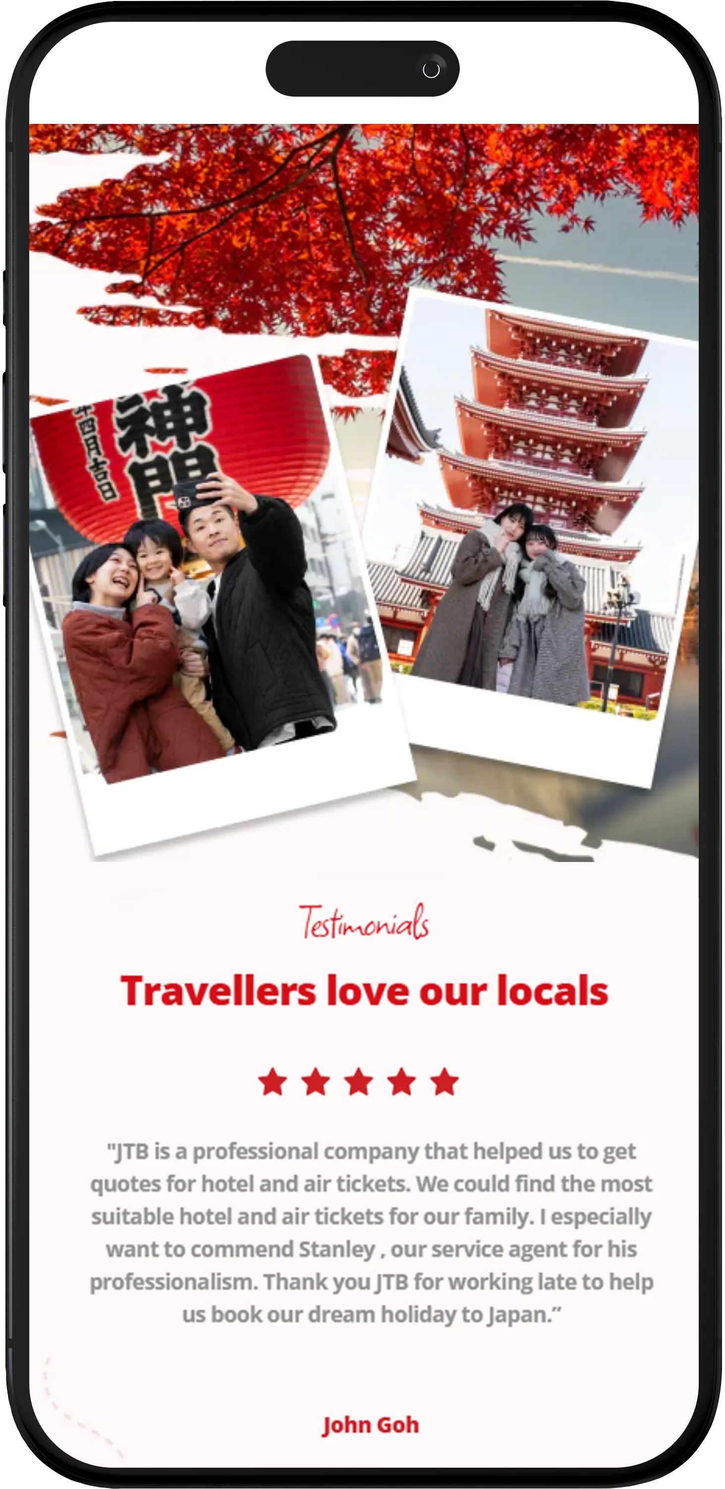 JTB Singapore Mobile Image
