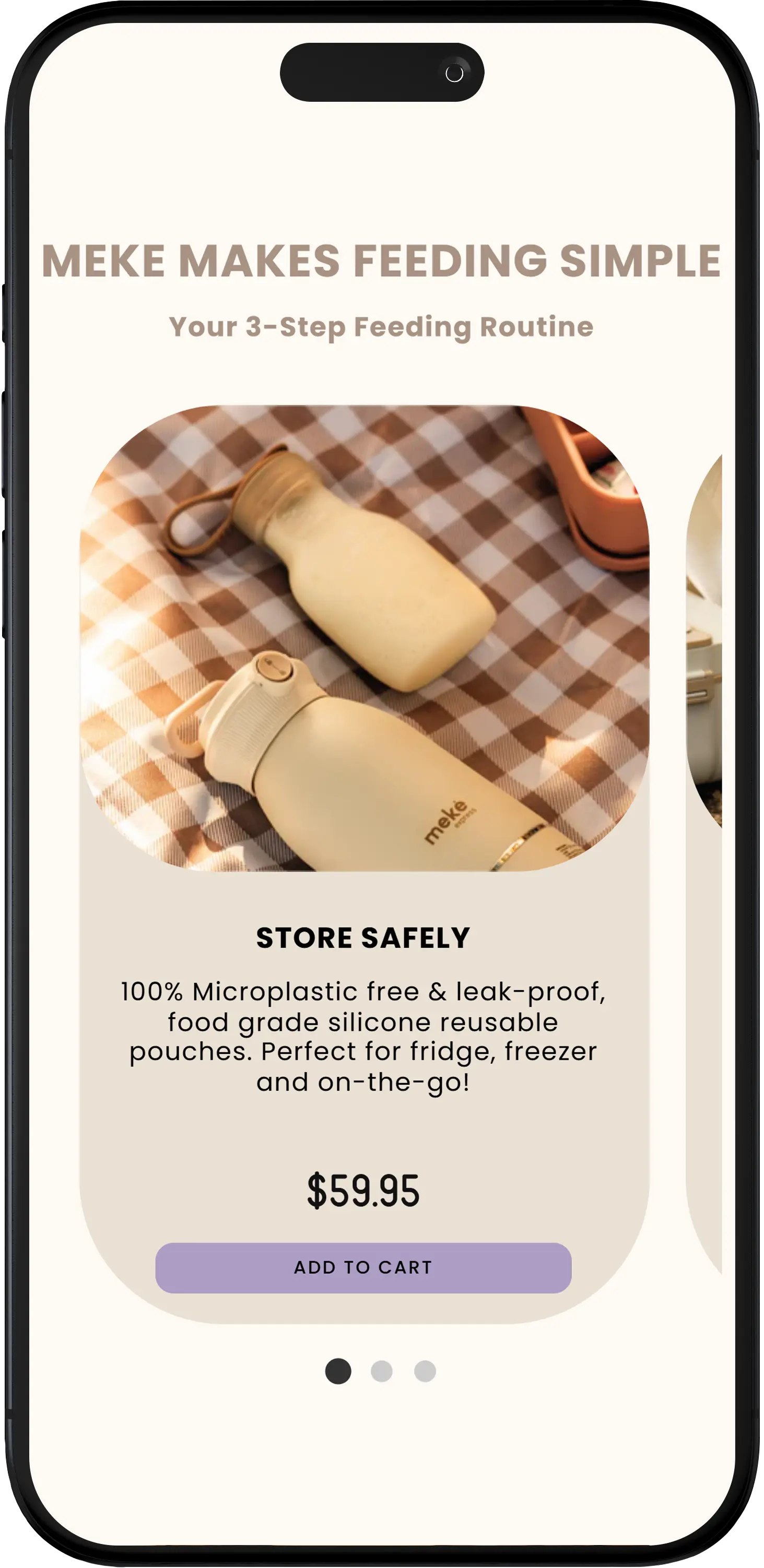 Meke Baby Homepage Mobile View