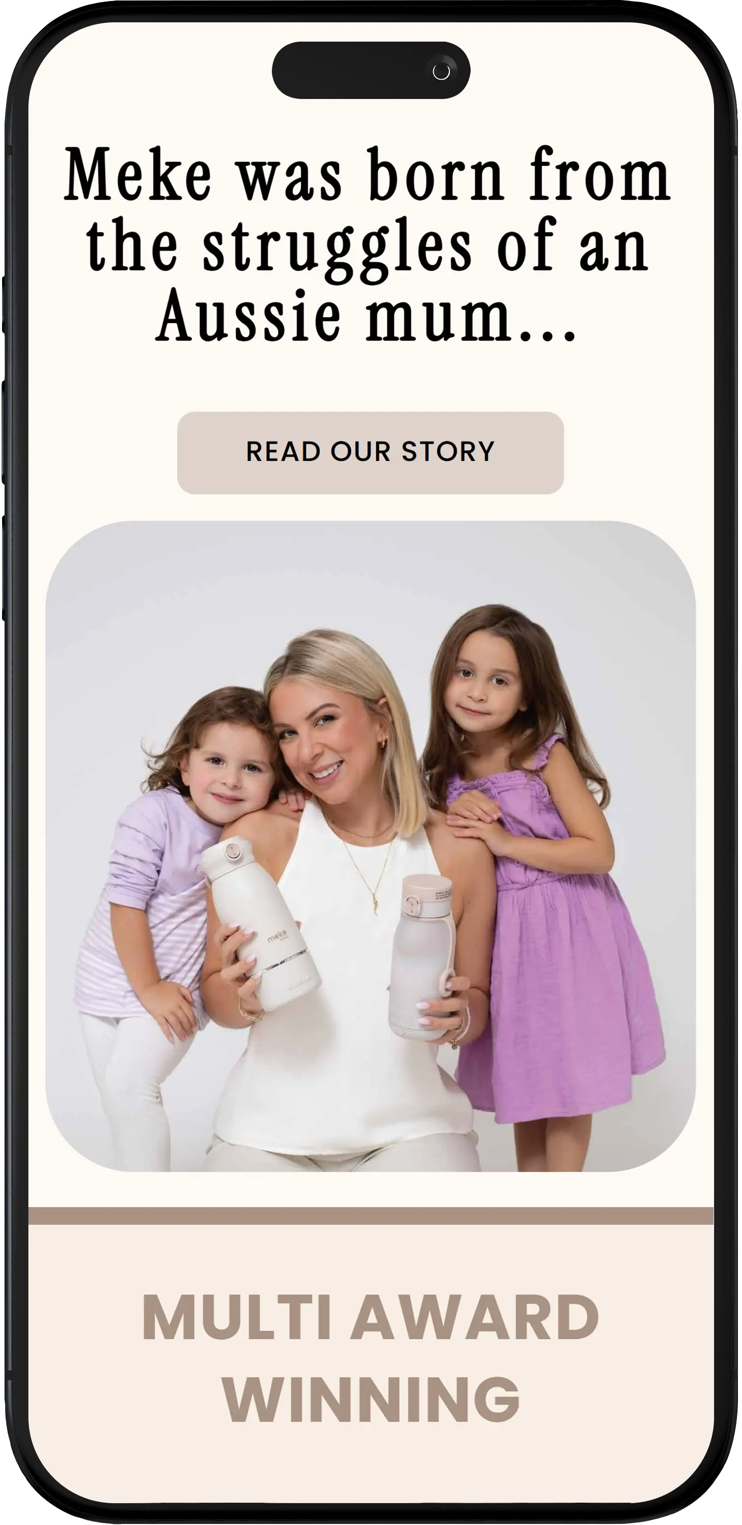 Meke Baby Homepage Mobile View