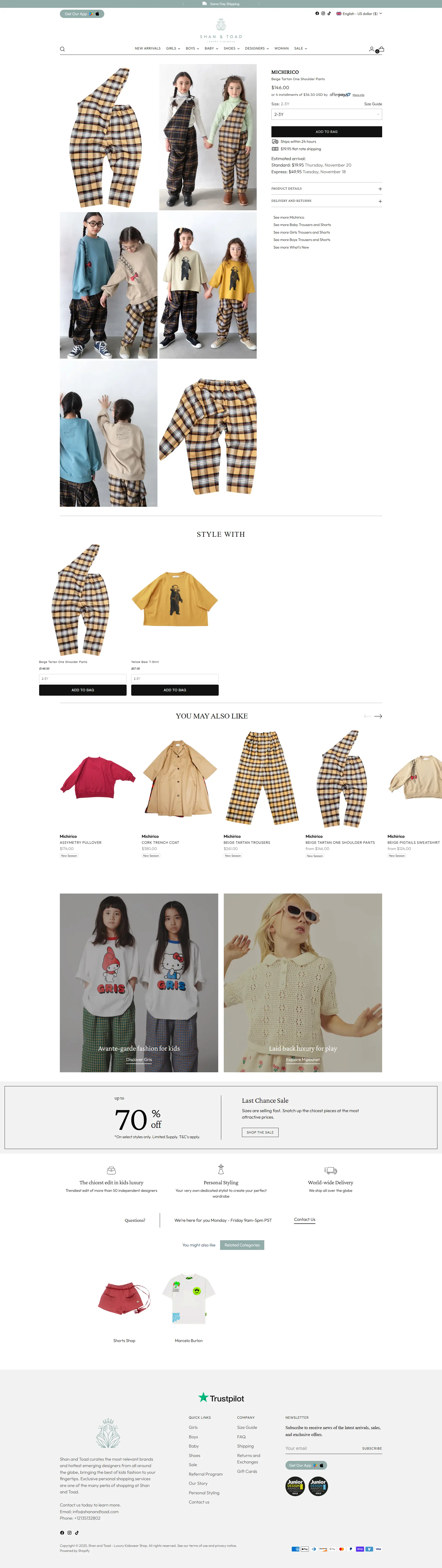 Shan & Toad Product Page - Desktop