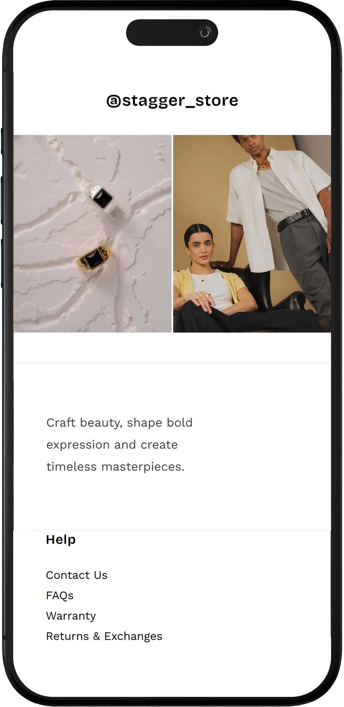 Stagger Homepage Mobile View